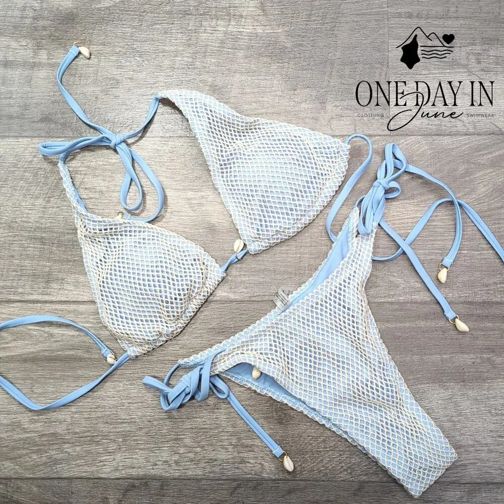 Zaful High Cut Tie Side Tie Back Bikini Swimsuit Size M - Picture 3 of 7